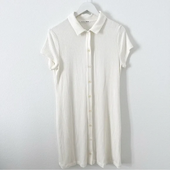 Reformation White Cream Stefana Draper
Rib Knit Dress Mini Collared Size XL - Picture 2 of 7